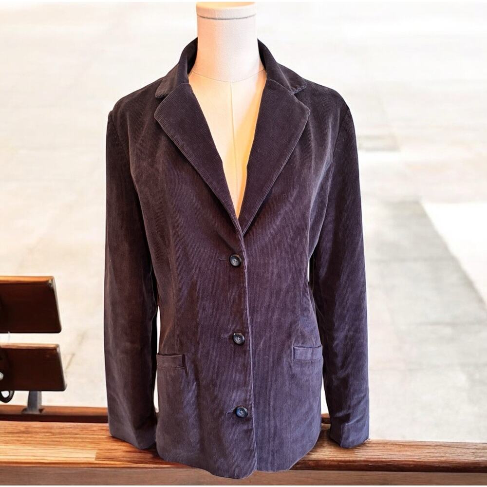 VTG LL Bean Womens Corduroy Blazer Blue Heritage Academia Equestrian Classic 12